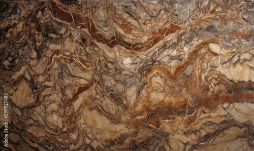  a close up of a marbled surface with brown and black colors.  generative ai © Olga