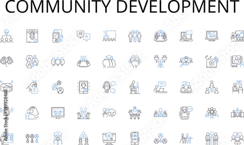 community development line icons collection. Confidence, Determination, Optimism, Gratitude, Resilience, Ambition, Hsty vector and linear illustration. Patience,Humility,Courage outline signs set