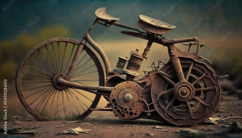 Obraz premium Old rusty bicycle Generative AI