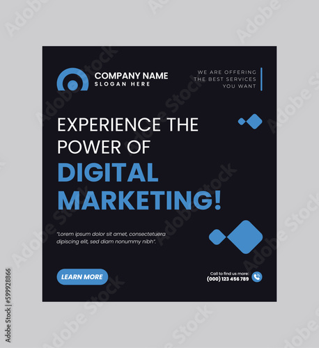 Digital business marketing banner for social media post template, We are digital marketing experts, and We find new ways to market you digitally, Your business needs attention