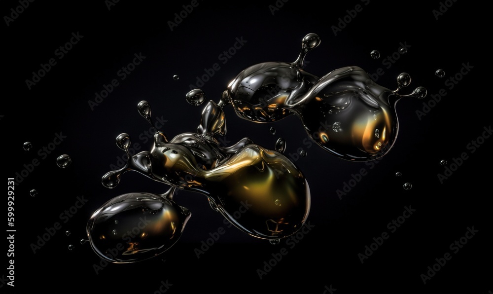 a group of bubbles floating on top of a black surface. generative ai a group of bubbles floating on top of a black surface. generative ai