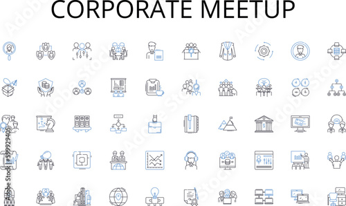 Corporate meetup line icons collection. Suffragettes, Feminism, Equality, Empowerment, Activism, Leadership, Justice vector and linear illustration. Liberation,Advocacy,Discrimination outline signs