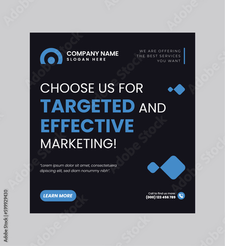 Digital business marketing banner for social media post template, We are digital marketing experts, and We find new ways to market you digitally, Your business needs attention