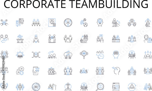 Corporate teambuilding line icons collection. Assistance, Guidance, Support, Automation, Efficiency, Streamlining, Optimization vector and linear illustration. Simplification,Technology,Innovations