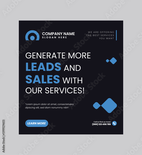 Digital business marketing banner for social media post template, We are digital marketing experts, and We find new ways to market you digitally, Your business needs attention