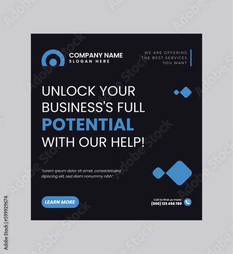 Digital business marketing banner for social media post template, We are digital marketing experts, and We find new ways to market you digitally, Your business needs attention