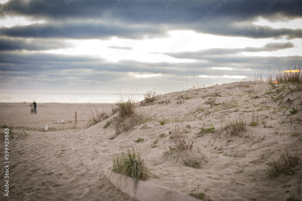 Sandy beach of Viareggio in winter, Italy