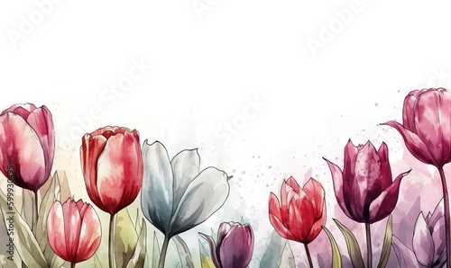  a painting of a bunch of flowers with a white background. generative ai