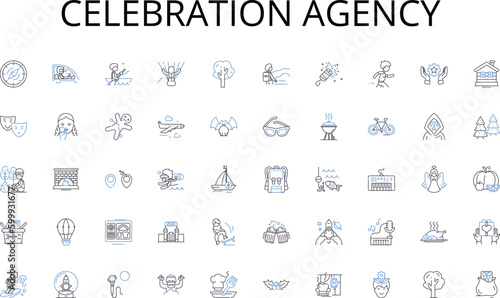 Celebration agency line icons collection. Wanderlust, Backpacking, Adventure, Exploration, Freedom, Nomadism, Journey vector and linear illustration. Discovery,Unconventional,Simplicity outline signs