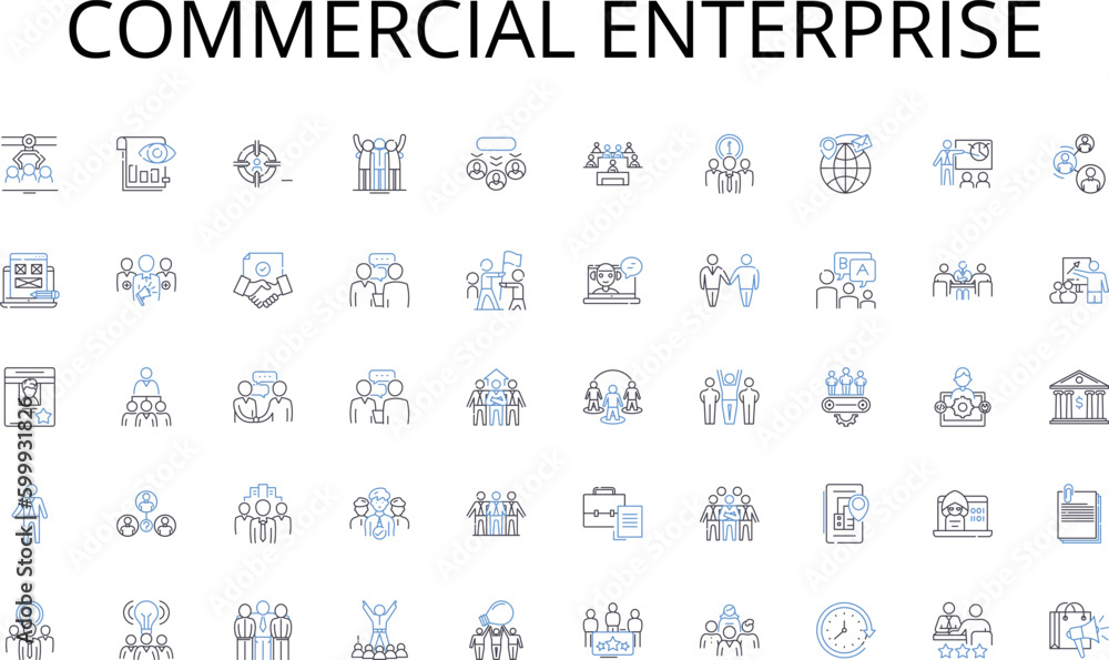 Fototapeta Commercial enterprise line icons collection. Innovation, Strategy, Growth, Investment, Development, Opportunity, Market vector and linear illustration. Expansion,Nerking,Collaboration outline signs