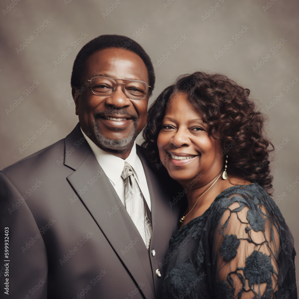 A smiling afro american couple posing for a picture Generative Ai A smiling afro american couple posing for a picture Generative Ai