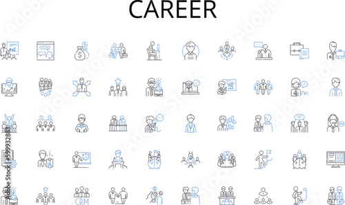 Career line icons collection. Mitigation, Analysis, Prevention, Assessment, Strategy, Probability, Control vector and linear illustration. Exposure,Contingency,Response outline signs set