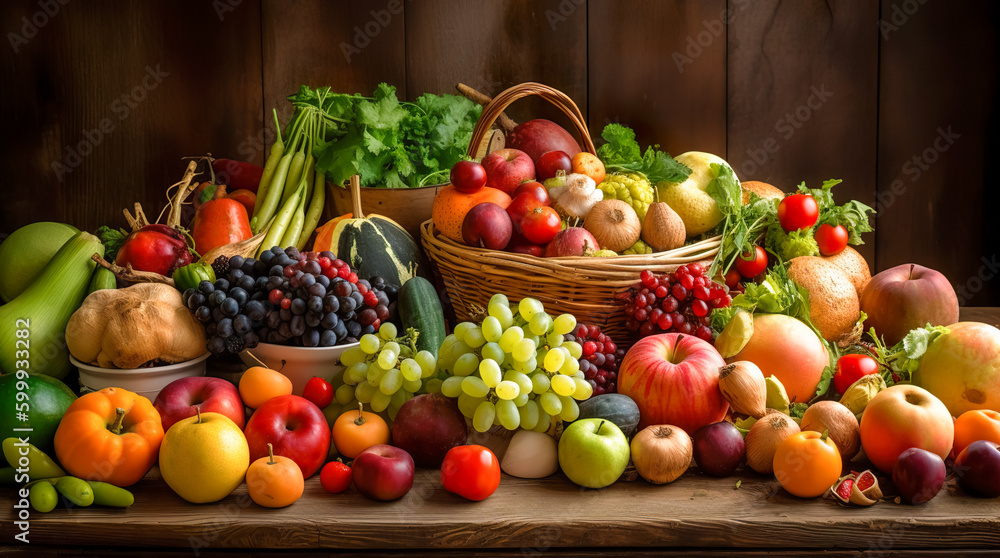 Composition with assorted raw organic vegetables. Detox diet. Generative AI Composition with assorted raw organic vegetables. Detox diet. Generative AI