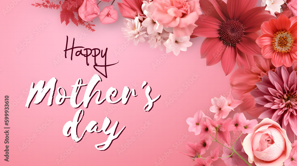 Mothers day greeting card with flowers.