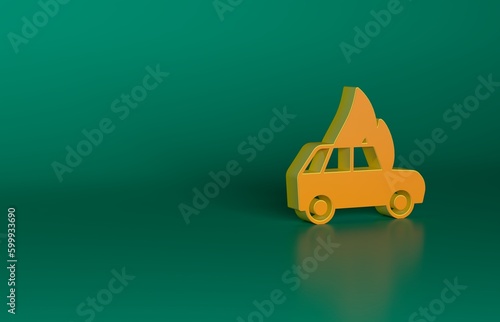 Papier peint Orange Burning car icon isolated on green background