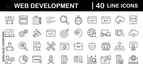 Foto Web development set of web icons in line style