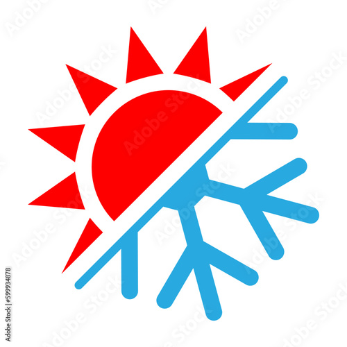 hot cold climate hvac vector icon display hot and cold temperature, flat vector icon of temperature, medical thermometer, Weather icon, hot and cold climate icon, icons for web and mobile app.