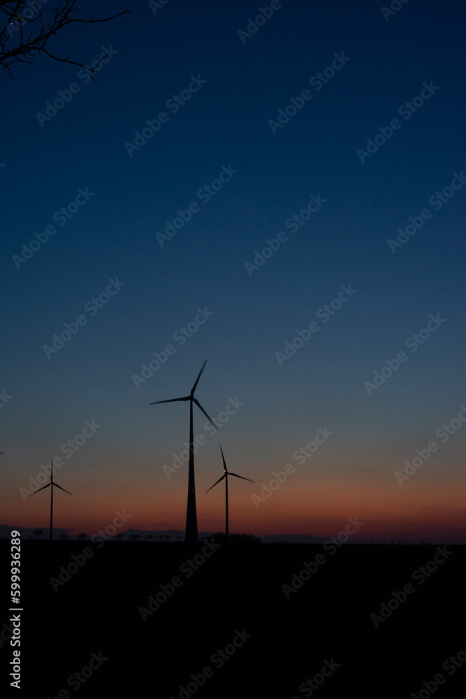 Obraz premium wind turbine at sunset
