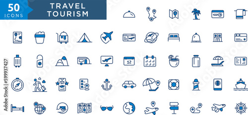 Travel icons set. Tourism simple icon collection