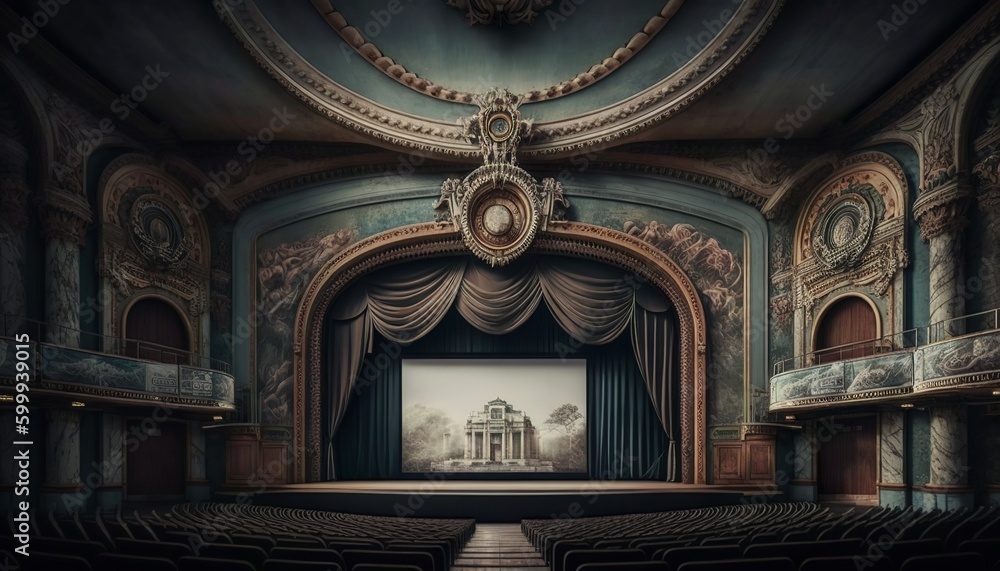 Obraz premium ai inside of a theater curtains up design illustration