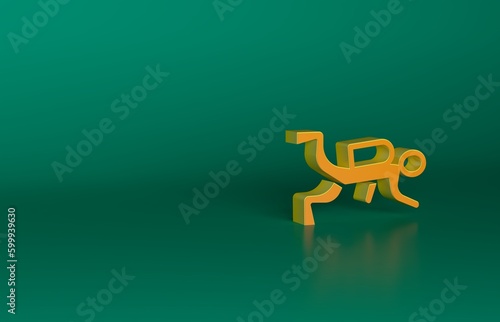 Orange Scuba diver icon isolated on green background. Minimalism concept. 3D render illustration