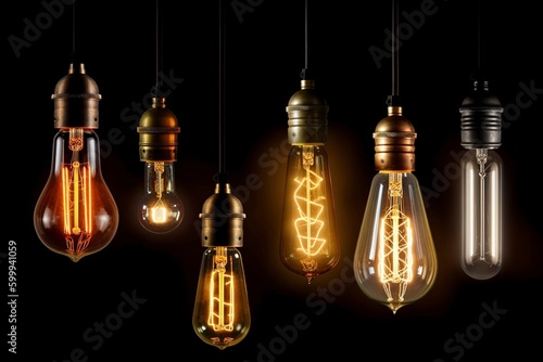 Decorative antique Edison-style light bulbs.