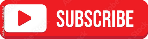 3D Subscribe button icon. Vector illustration. Business concept subscribe red button Isolated On White Background