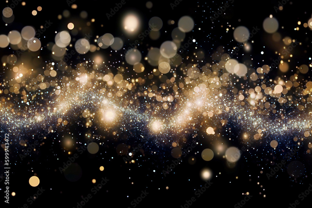 Golden lights on a black background. Festive background. Golden lights on a black background. Festive background.