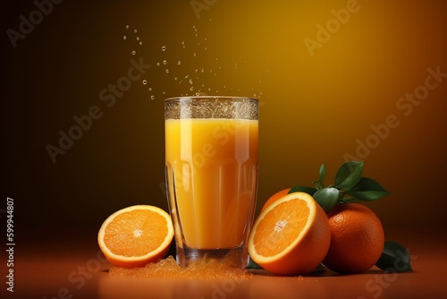 orange juice in a glass, ai generated, Generative AI