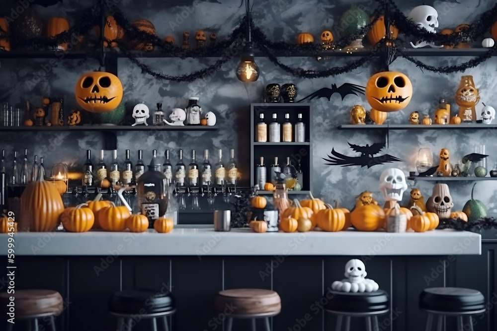 Halloween bar interior design, Generative AI Stock Illustration | Adobe