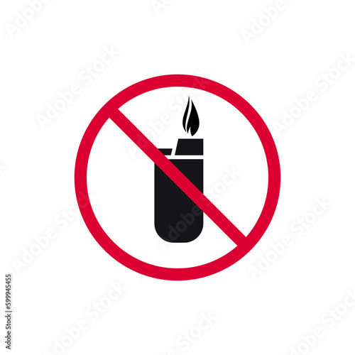 Lighter not allowed prohibited sign, forbidden modern round sticker, vector illustration
