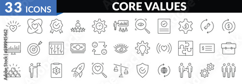 Core values line icons set. Collection of core values icon set EPS10 - Vector 