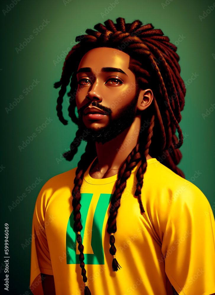 Beautiful African American man with dreadlocks. Generative AI. Beautiful African American man with dreadlocks. Generative AI.