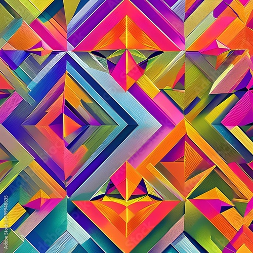 Wallpaper Mural A kaleidoscopic pattern of overlapping triangles in shades of pink and orange5, Generative AI Torontodigital.ca