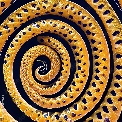 A repeating pattern of spirals in warm, bright colors like orange, red, and yellow1, Generative AI photo