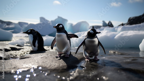 Tablou canvas Claymations style illustration of penguins in the antarctic