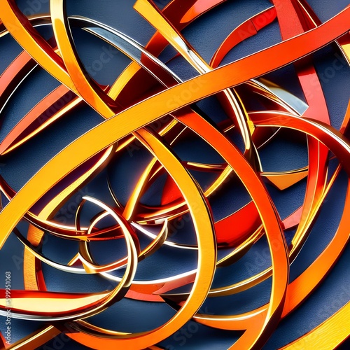An abstract design with interlocking circles in shades of red and orange5, Generative AI