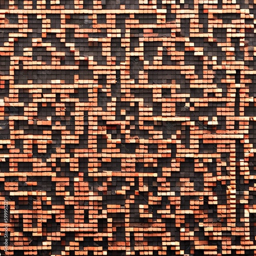 A geometric design with squares and rectangles arranged in a brick pattern, in shades of red and orange3, Generative AI photo