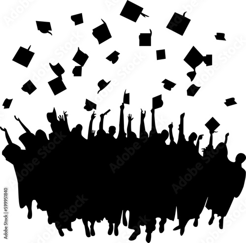 silhouette of graduation group celebration , bs , ms , phd , diploma etc