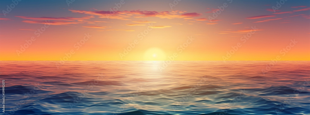 Fototapeta premium Seascape in the evening, sunset over the sea. Nature landscape Generative AI