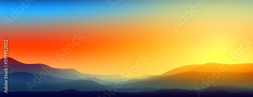 Sunset landscape with mountains and sky Generative AI © oksa_studio