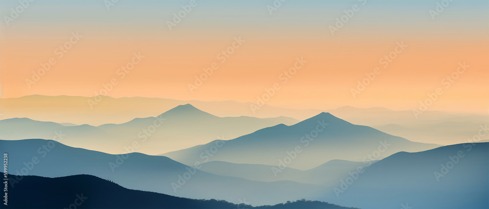 Sunset landscape with mountains and sky Generative AI