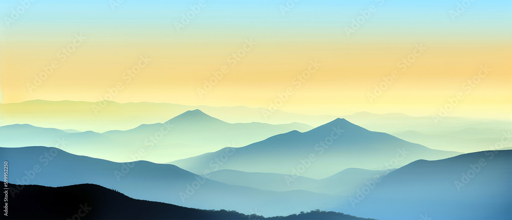 Sunset landscape with mountains and sky Generative AI Sunset landscape with mountains and sky Generative AI