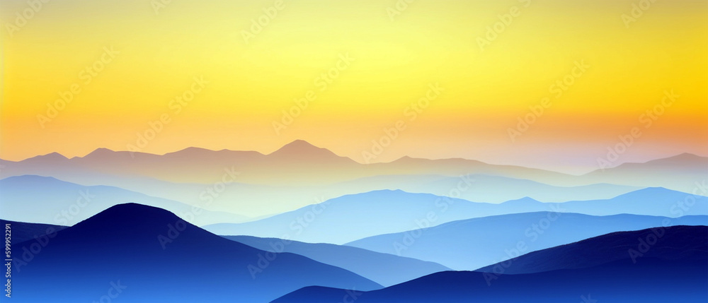 Sunset landscape with mountains and sky Generative AI