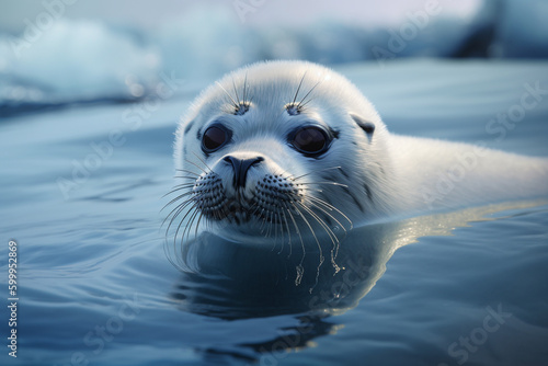 Claymation illustration of a baby harp seal. Generative AI.