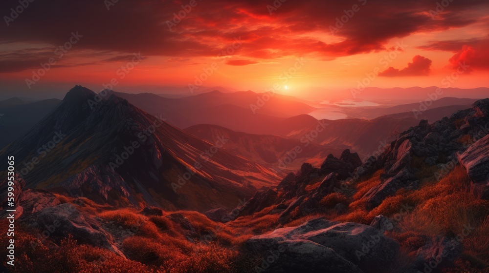 Sunset Over The Peaks