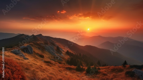 Sunset Over The Peaks