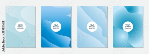 Set of luxury blue watercolor backgrounds, unique grunge marble texture. Collection of elegant vertical templates. Actual for cover template, brochure, poster, booklet, presentation. 
