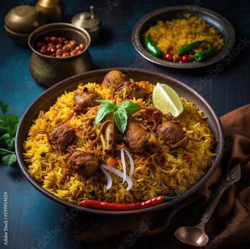 Nasi Biryani, a South Asian Indian dish of spiced rice and meat.