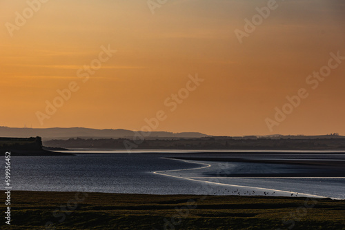 sunset on the sea in England Solway Coast photo